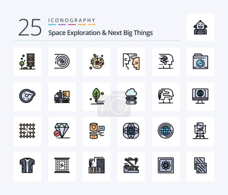 Illustration for Space Exploration And Next Big Things 25 Line Filled icon pack including human. brain. disruptive. electronic. biology - Royalty Free Image