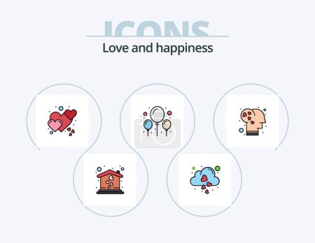 Ilustración de Love Line Filled Icon Pack 5 Icon Design. sign. female. cookies. goal. love - Imagen libre de derechos
