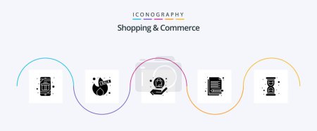 Téléchargez les illustrations : Shopping And Commerce Glyph 5 Icon Pack Including track list. shopping list. sale. memo. shopping - en licence libre de droit