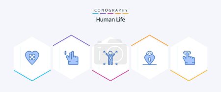 Illustration for Human 25 Blue icon pack including . . opportunity. gesture. click - Royalty Free Image