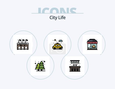 Photo for City Life Line Filled Icon Pack 5 Icon Design. life. mobile. city. fountain. city - Royalty Free Image