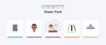 Téléchargez les illustrations : Water Park Flat 5 Icon Pack Including . water. shower. Creative Icons Design - en licence libre de droit