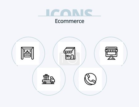 Illustration for Ecommerce Line Icon Pack 5 Icon Design. shopping. gift. cart. add. ecommerce - Royalty Free Image