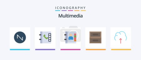 Illustration for Multimedia Flat 5 Icon Pack Including . storage. archive. server. data. Creative Icons Design - Royalty Free Image