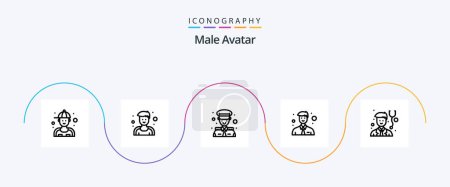 Ilustración de Paquete de iconos masculino de la línea 5 de Avatar incluyendo. Médico. avatar. doctor. hombre - Imagen libre de derechos