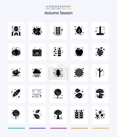 Ilustración de Creative Autumn 25 Glyph Solid Black paquete de iconos como el árbol. Hoja. otoño. Abedul. árbol - Imagen libre de derechos