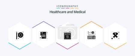 Illustration for Medical 25 Glyph icon pack including hiv. aids. online. service. online - Royalty Free Image