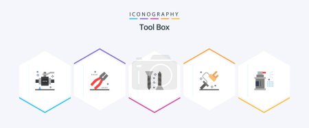 Illustration for Tools 25 Flat icon pack including car. tool. construction. roller. dye - Royalty Free Image