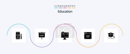 Ilustración de Education Glyph 5 Icon Pack Incluye tapa. educación. la escuela. Gorra. en línea - Imagen libre de derechos