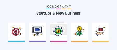 Illustration for Startups And New Business Line Filled 5 Icon Pack Including online. business. economy. analysis. business idea. Creative Icons Design - Royalty Free Image