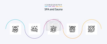Illustration for Sauna Line 5 Icon Pack Including . droop. sauna. lotus - Royalty Free Image