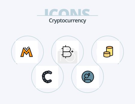 Téléchargez les illustrations : Cryptocurrency Line Filled Icon Pack 5 Icon Design. coin . crypto . currency. blockchain - en licence libre de droit