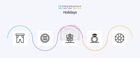 Illustration for Holidays Line 5 Icon Pack Including . jewel. holiday. diamond. present - Royalty Free Image