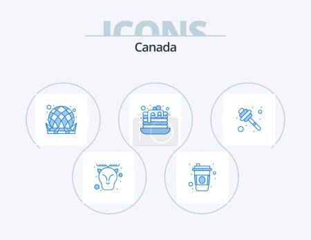 Ilustración de Canada Blue Icon Pack 5 Icon Design. Cariño. edificio. Dulce. tarta - Imagen libre de derechos