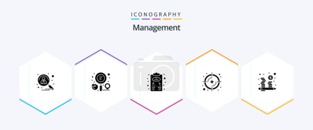 Illustration for Management 25 Glyph icon pack including star. rating. search. scheme. plan - Royalty Free Image