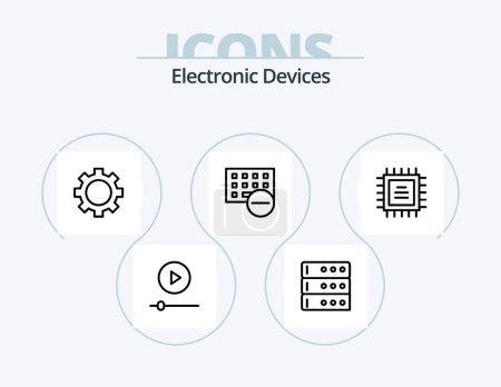 Ilustración de Devices Line Icon Pack 5 Icon Design. connected. hang up. devices. handset. technology - Imagen libre de derechos