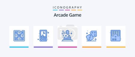 Illustration for Arcade Blue 5 Icon Pack Including game. arkanoid. whack a mole. play. dices. Creative Icons Design - Royalty Free Image