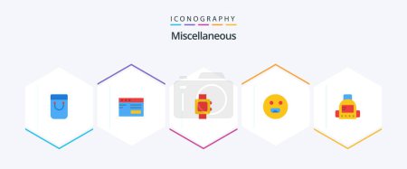 Illustration for Miscellaneous 25 Flat icon pack including . school. clock. bag. hungry - Royalty Free Image