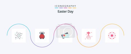 Ilustración de Piso de Pascua 5 paquete de iconos incluyendo pascua. primavera. Huevo. Flor. cruz - Imagen libre de derechos