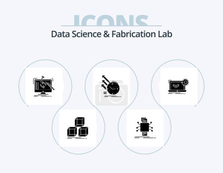 Téléchargez les illustrations : Data Science And Fabrication Lab Glyph Icon Pack 5 Icon Design. des régularités. inspection. rapport. détection. atelier - en licence libre de droit