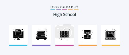 Illustration for High School Glyph 5 Icon Pack Including study. education. drawer. tool. pencil. Creative Icons Design - Royalty Free Image