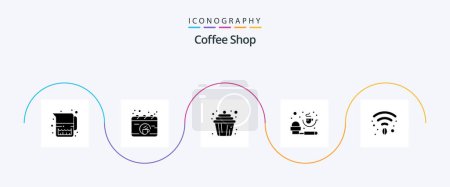 Ilustración de Coffee Shop Glyph 5 Icon Pack Including coffee. powder. cupcake. measuring spoon. coffee - Imagen libre de derechos