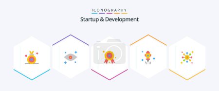 Téléchargez les illustrations : Startup And Develepment 25 Flat icon pack including . share. star. dollar. space - en licence libre de droit