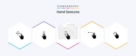 Ilustración de Hand Gestures 25 Glyph icon pack including interface. expand. gestures. left. fingers - Imagen libre de derechos