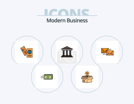 Illustration for Modern Business Line Filled Icon Pack 5 Icon Design. organization. call. business. office. phone - Royalty Free Image