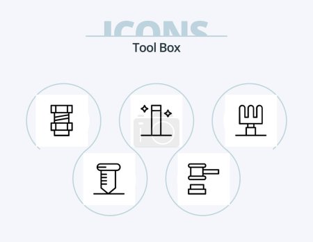 Ilustración de Tools Line Icon Pack 5 Icon Design. . thermometer. construction. medical. justice - Imagen libre de derechos
