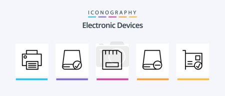 Ilustración de Devices Line 5 Icon Pack Including devices. card. floppy. gadget. devices. Creative Icons Design - Imagen libre de derechos