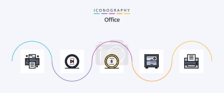 Illustration for Office Line Filled Flat 5 Icon Pack Including . fax. coin. printer. office - Royalty Free Image