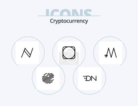 Ilustración de Cryptocurrency Line Icon Pack 5 Icon Design. nova coin. cryptocurrency. monetary unit. coin. add - Imagen libre de derechos