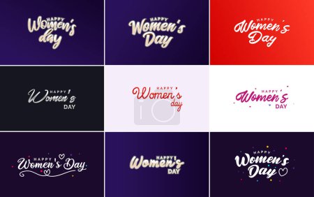 Téléchargez les illustrations : Set of International Women's Day cards with a logo - en licence libre de droit