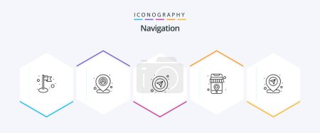 Illustration for Navigation 25 Line icon pack including pin. location. gps. pin. location - Royalty Free Image