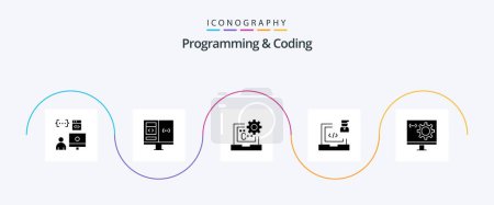 Illustration for Programming And Coding Glyph 5 Icon Pack Including development. coding. develop. development. coding - Royalty Free Image