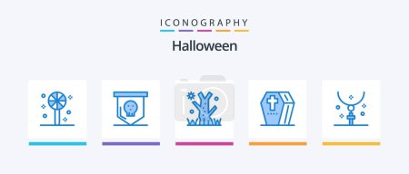 Illustration for Halloween Blue 5 Icon Pack Including halloween. cross. holiday. spooky. horror. Creative Icons Design - Royalty Free Image