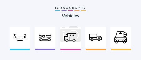 Ilustración de Vehículos Línea 5 Icon Pack Incluido autobús. Fuera. vehículos. ¡No! coche. Diseño de iconos creativos - Imagen libre de derechos