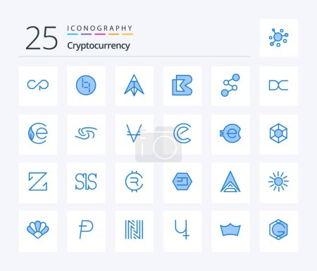 Téléchargez les illustrations : Cryptocurrency 25 Blue Color icon pack including coin. crypto currency. dubaicoin. crypto. bit bay - en licence libre de droit