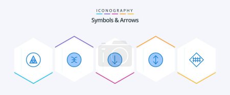 Illustration for Symbols and Arrows 25 Blue icon pack including road sign. fence sign. symbols. fence. arrows - Royalty Free Image