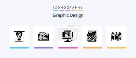 Illustration for Graphic Design Glyph 5 Icon Pack Including maths . presentation . web layout. web designing. Creative Icons Design - Royalty Free Image