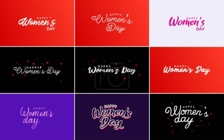 Téléchargez les illustrations : Eight March typographic design set with a Happy Women's Day theme - en licence libre de droit