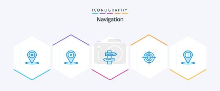 Ilustración de Navigation 25 Blue icon pack including place. location. index. navigation. gps - Imagen libre de derechos