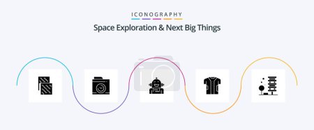 Illustration for Space Exploration And Next Big Things Glyph 5 Icon Pack Including fabric. digital. android. clothing. feeling - Royalty Free Image