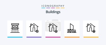 Ilustración de Buildings Line 5 Icon Pack Including dessert. ancient. map. residence. house. Creative Icons Design - Imagen libre de derechos