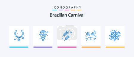 Téléchargez les illustrations : Brazilian Carnival Blue 5 Icon Pack Including floral. flower. rocket. moustache. carnival. Creative Icons Design - en licence libre de droit