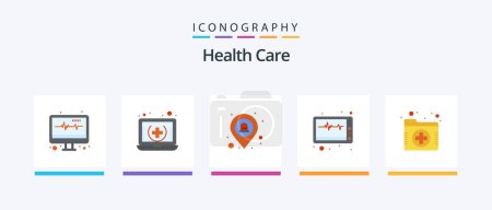 Illustration for Health Care Flat 5 Icon Pack Including medical. ambulance location. pulse. machine. Creative Icons Design - Royalty Free Image