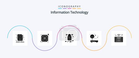 Ilustración de Paquete de iconos de Information Technology Glyph 5, incluido el router. red. hardware. internet. seguridad - Imagen libre de derechos