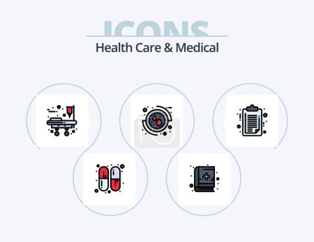 Ilustración de Health Care And Medical Line Filled Icon Pack 5 Icon Design. hiv. ray. medicine. line. treatment - Imagen libre de derechos