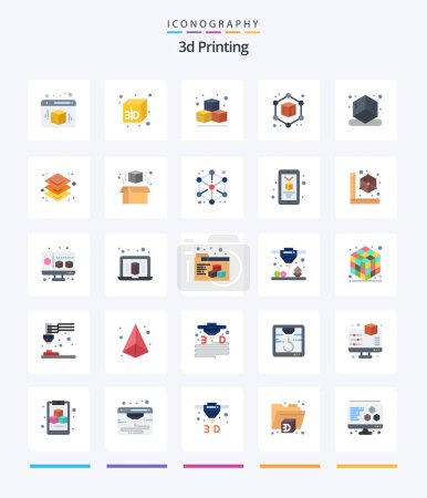 Téléchargez les illustrations : Creative 3d Printing 25 Flat icon pack  Such As printing. height. cube. 3d. printing - en licence libre de droit